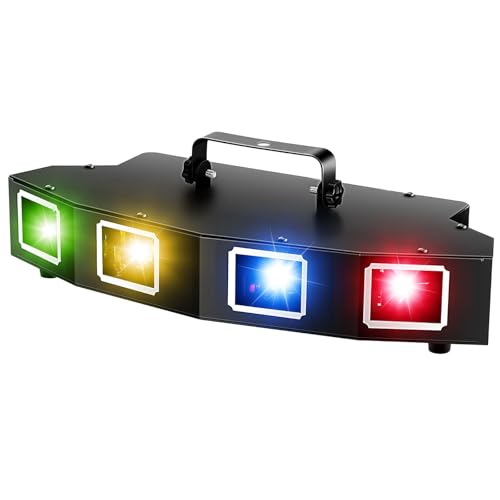 5 Beam Sound Activated DJ Party Lights RGBYC LED Music Projector with Remote Control DMX Q285
