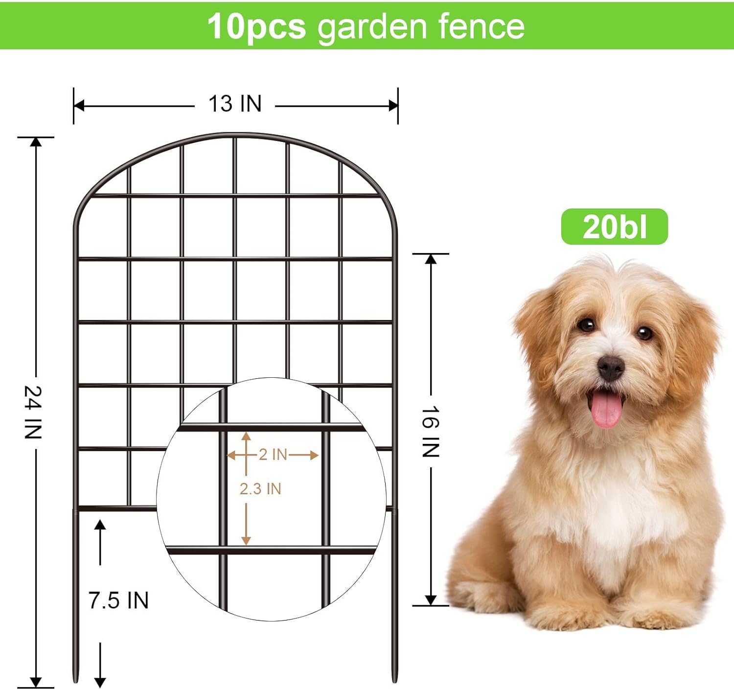 10 Pack Rustproof Coated Metal Garden Fence Border J678
