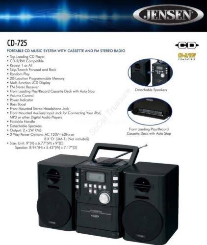 Portable CD Music System with Cassette & FM Stereo U181493