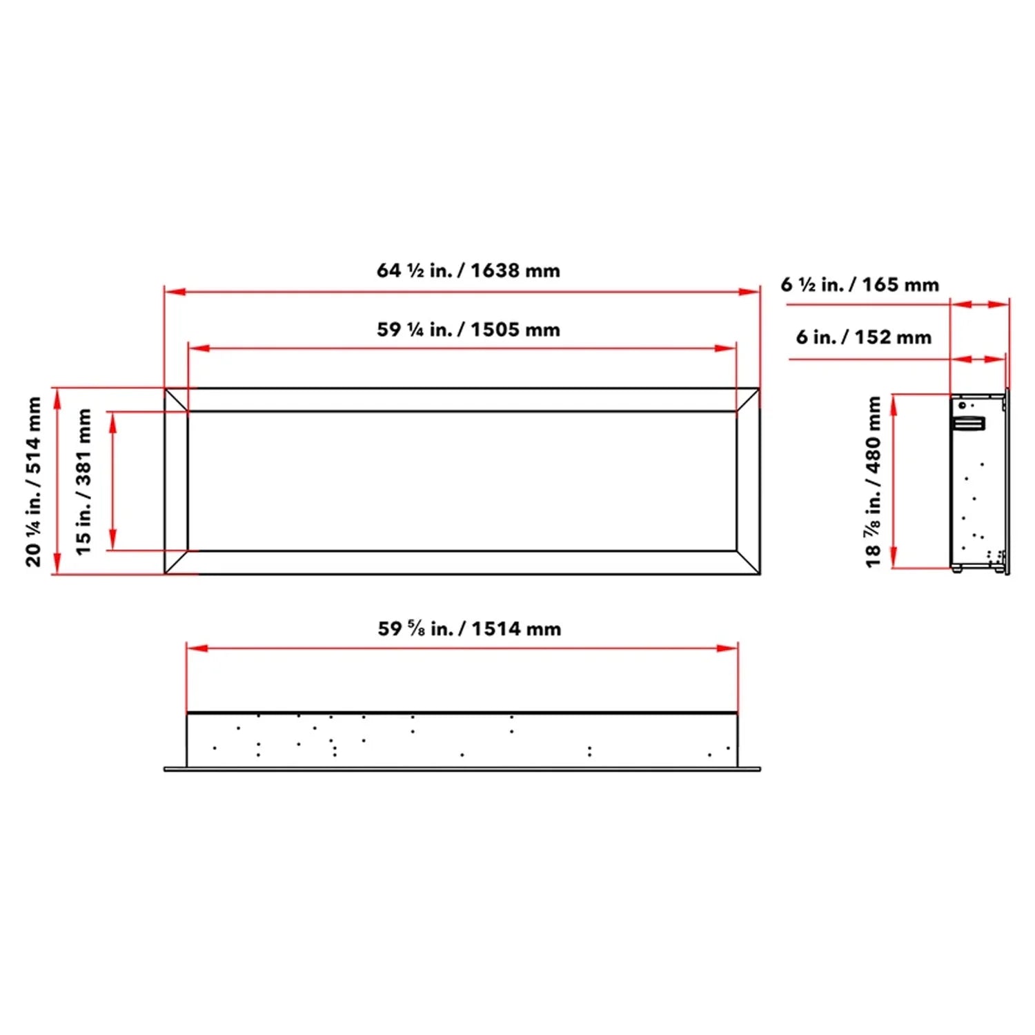 64.50 Inch Electric Wall Fireplace V316592