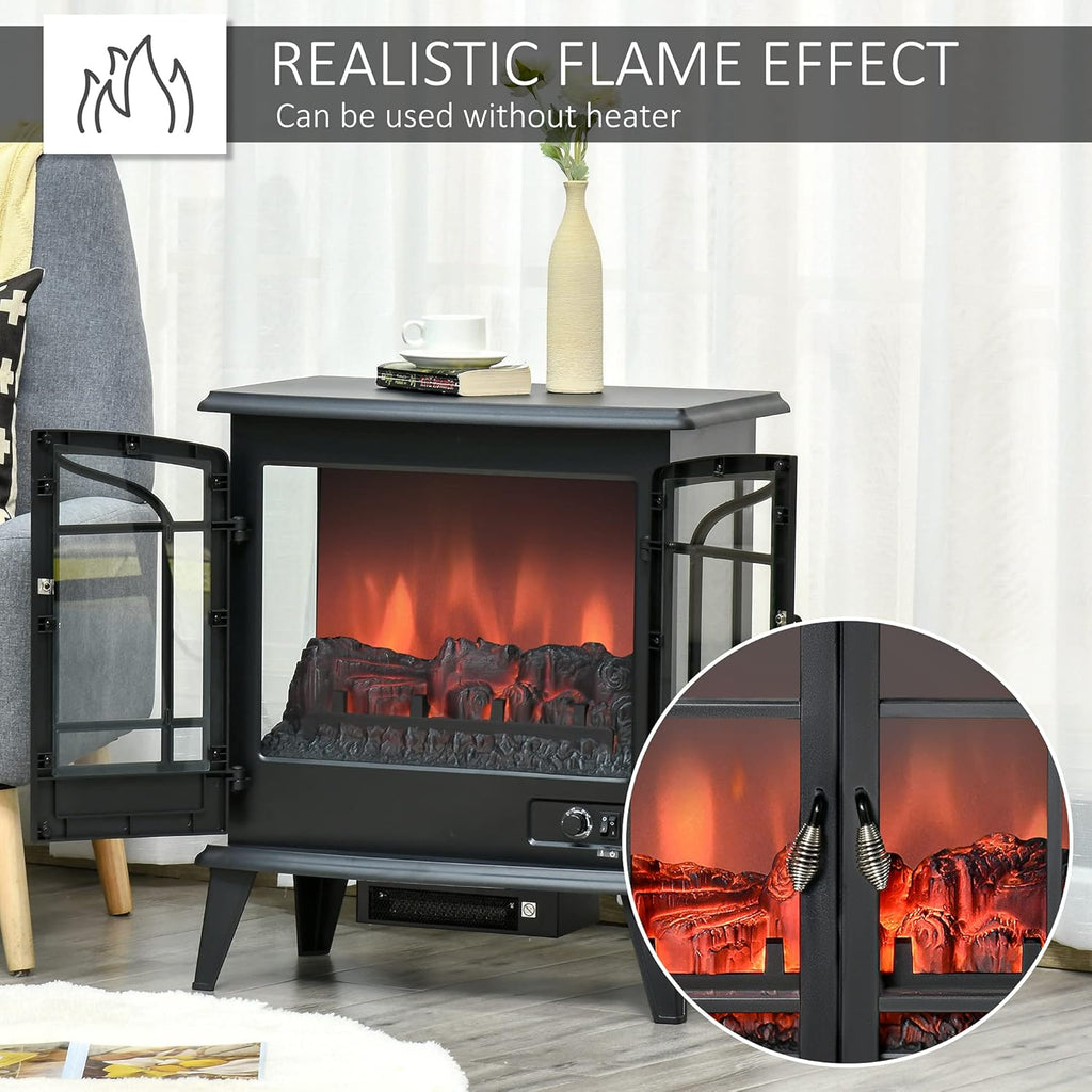 Black Freestanding Electric Fireplace Heater, 1400W B643