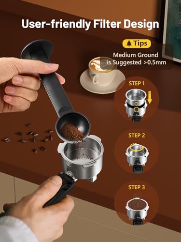 Espresso Machine with Milk Frother Steam Wand, 40oz Water Tank X2017