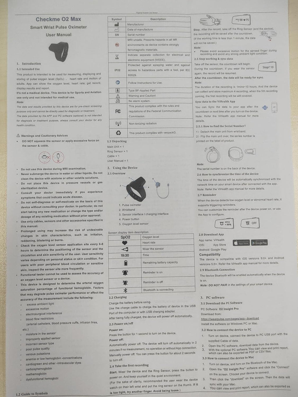 Continuous Wrist Pulse Oximeter with Bluetooth, 72 Hours Endurance Tracking SpO2 and Pulse Rate M431
