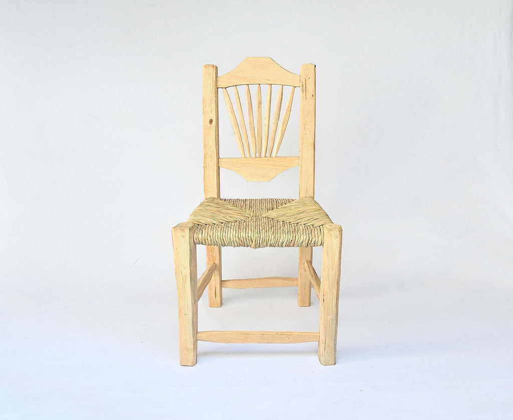 Set of 2 Handmade Wood Woven Chair with Natural Palm Fiber G41477