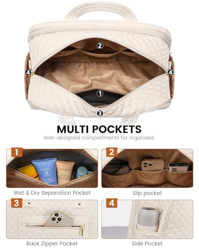 Large Travel Duffle Bag with Laptop Compartment, Beige Z30304
