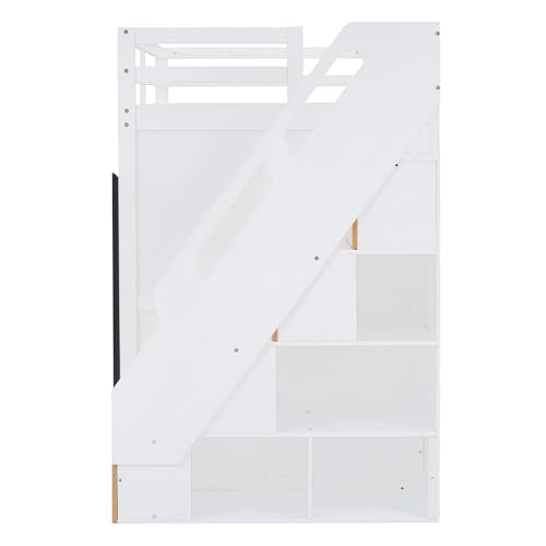 Twin Size Solid Wood Loft Bed with Storage X48105