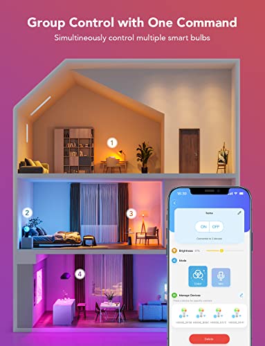 2 Pack Smart Light Bulbs, Dimmable RGBWW A19 T8862