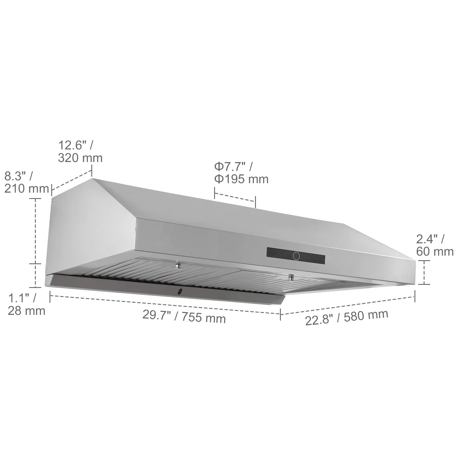 30" Under Cabinet Range Hood Stainless Steel V779345
