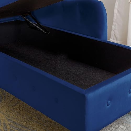 Black Velvet Storage Chaise Lounge with Pillow J8554
