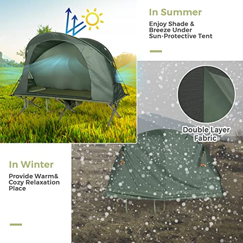 4-in-1 Camping Cot Tent with Waterproof External Cover, Air Mattress & Carrying Bag U73176