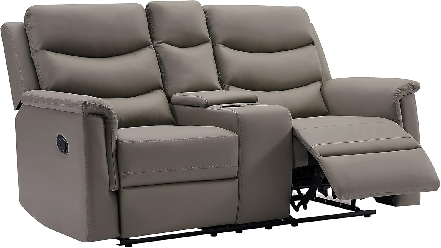 Grey Manual Double Reclining Loveseat Sofa with Storage Console J22193