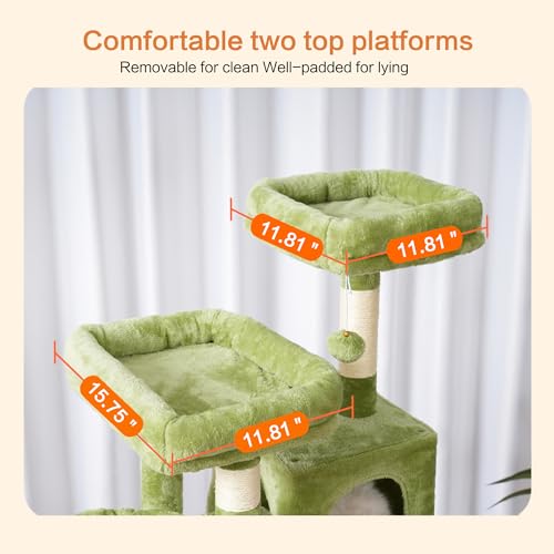 56 inches Smoky Gray Cat Tree with Scratching Posts P7190