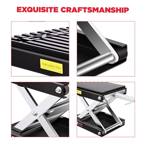 1200 LBS Steel Motorcycle Scissor Jack with Ratchet Wrench D280045