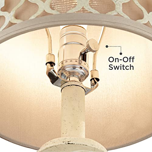 Ivory Off White Metal Candlestick Buffet Table Lamp 34" Tall K980922