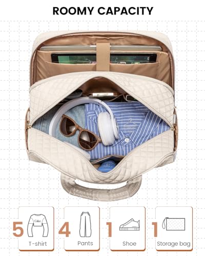 Large Travel Duffle Bag with Laptop Compartment, Beige Z30304