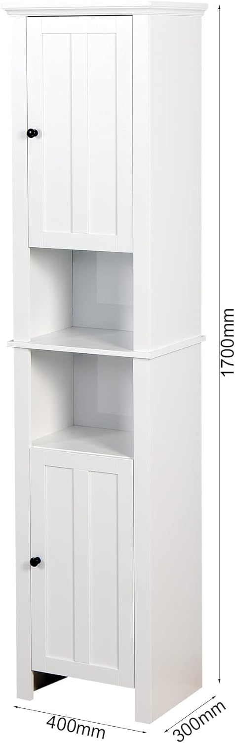 White 15.7"L x 11.8"W x 67"H Narrow Bathroom Storage Cabinet with Shelves and Door Q5278