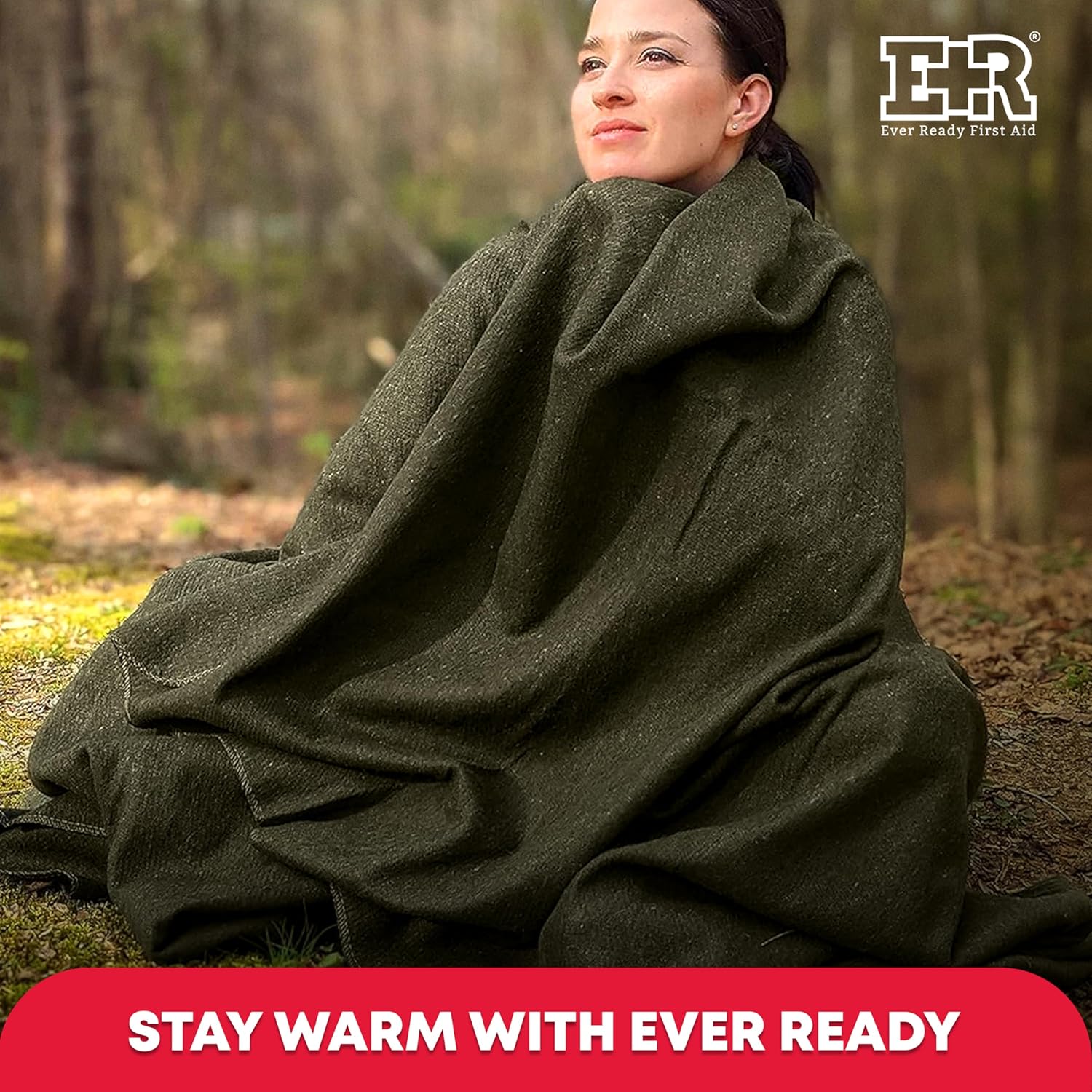Olive Drab Green 66" x 90" Fire Retardant Wool Blanket Z1063