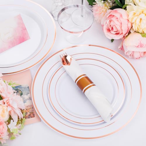 Clear Gold Plastic Dinnerware Set, 350 Pcs N25773