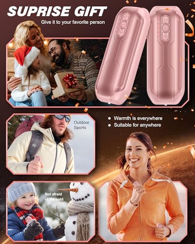 Rechargeable Hand Warmers 2 Pack - 6000mAh Portable Electric Heater with Flashlight & 5 Level J5931