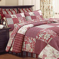 Burgundy Wine Red Floral Paisley Patchwork 100% Cotton Reversible Quilt Bedding Set, Queen - 3 Piece H897265