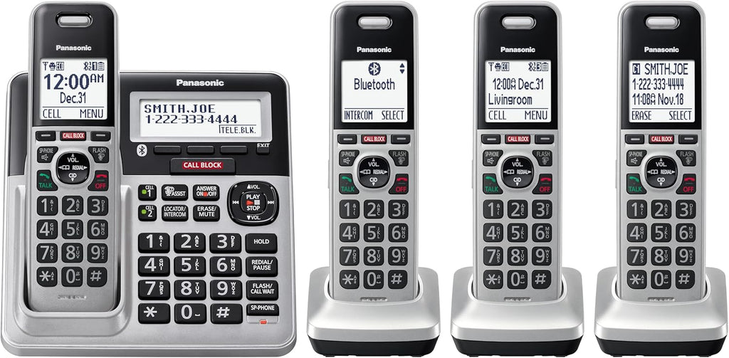 4-Handset DECT 6.0 Bluetooth Phone Bundle E603