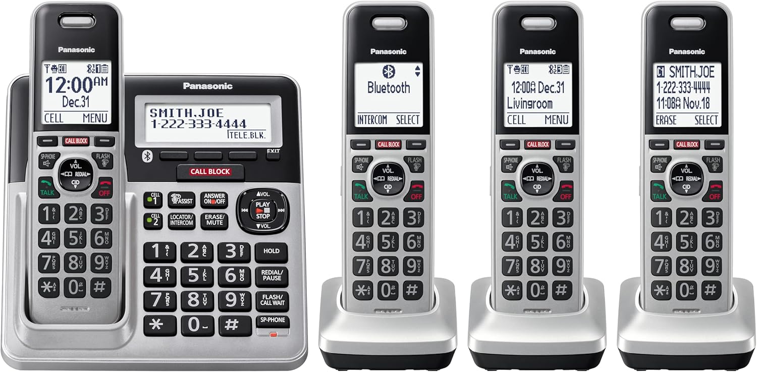 4-Handset DECT 6.0 Bluetooth Phone Bundle E603
