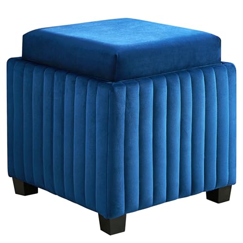 Beige Velvet Storage Ottoman Bench with Coffee Tray G262