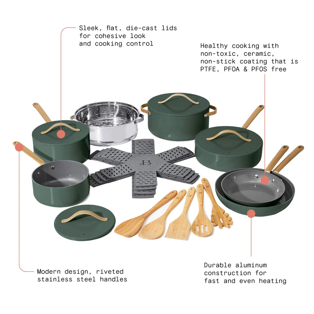 20pc Ceramic Non-Stick Cookware Set X225690
