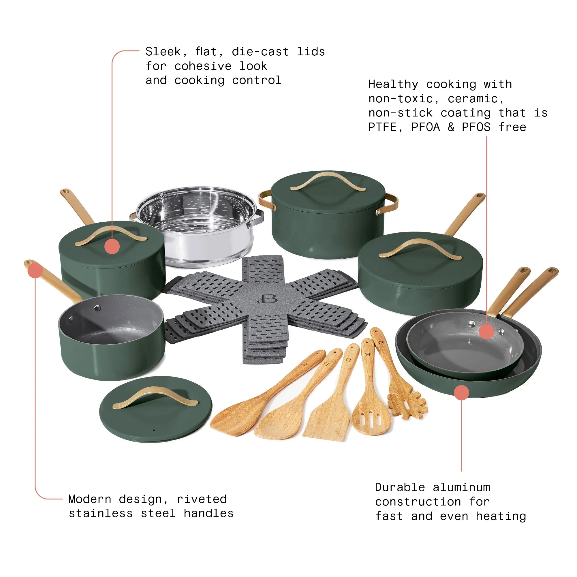 20pc Ceramic Non-Stick Cookware Set X225690