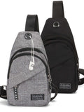 Small Casual Sling Bag Crossbody Backpack with Adjustable Shoulder Strap Black & Gray X3672
