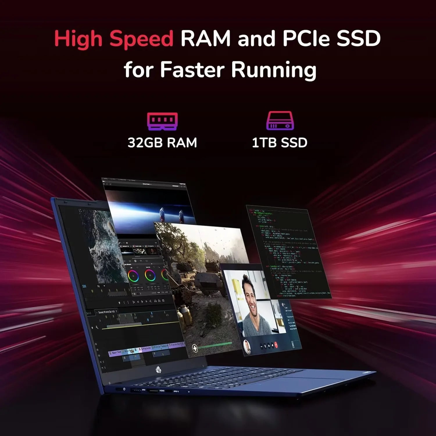 15.6" IPS FHD Gaming Laptop 8 Cores AMD Ryzen 7 6800H 16GB DDR5 RAM 1TB SSD AMD Radeon 680M GPU Backlit Keyboard Fingerprint E68186