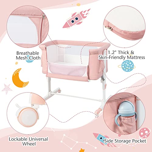Pink 3 in 1 Folding Bassinet with Mattress I294