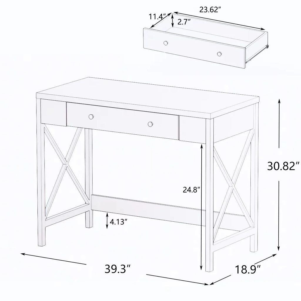 White Work Study Desk with Storage Drawer K200470