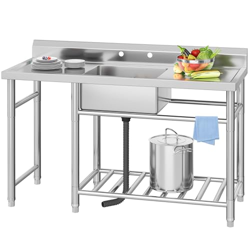 Freestanding Stainless-Steel Single Bowl Commercial Sink V397