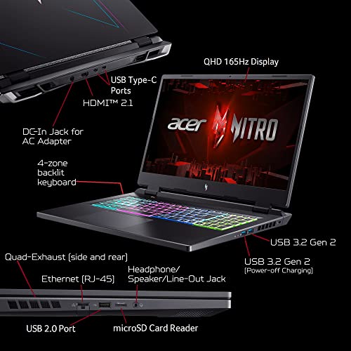 17.3" QHD 165Hz IPS Gaming Laptop with AMD Ryzen 7 7840HS, RTX 4060, 2TB SSD, 64GB RAM, Windows 11 Home F835251