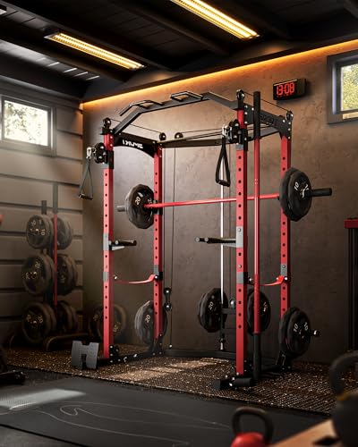 Power Cage with Cable Crossover System, 1600LBS Weight Capacity Squat Rack H261