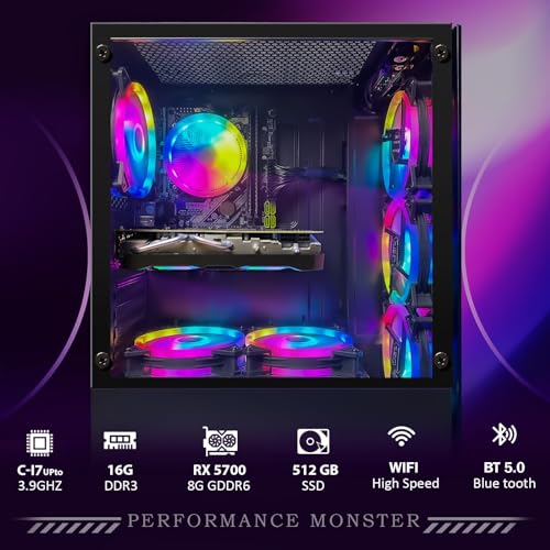 Gaming Desktop PC, Radeon RX 580 8G, Intel Core i7 3.4G, 16G DDR3, 1T SSD Y23665