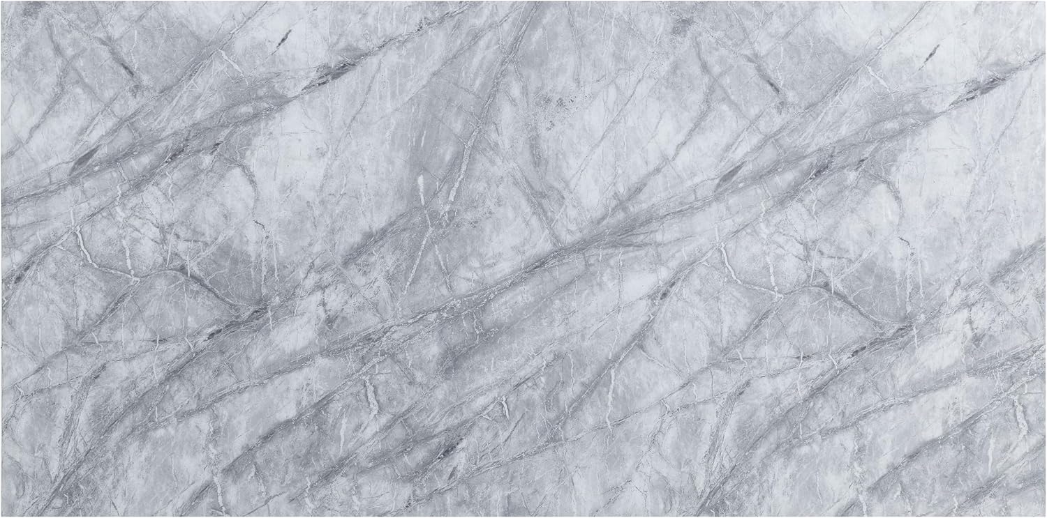 Faux Marble Top and Mirrored Silver Dining Table K6071