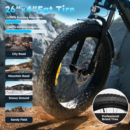 26"x4" Fat Tire Electric Mountain Bike with 1000W Peak Motor M439607