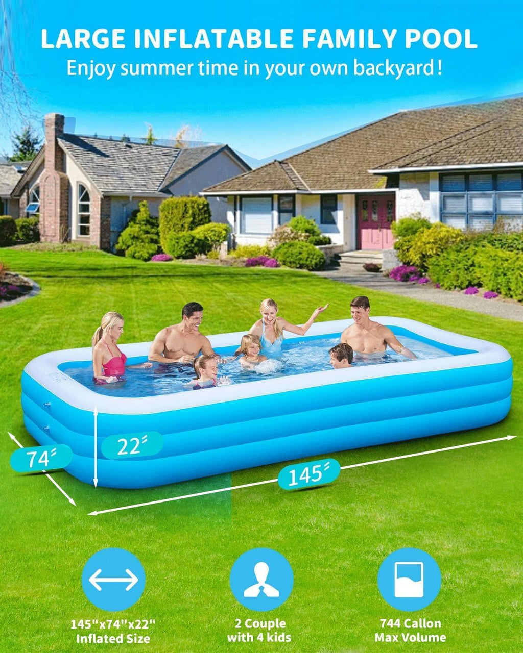 145"x74"x22" Inflatable Pool K283