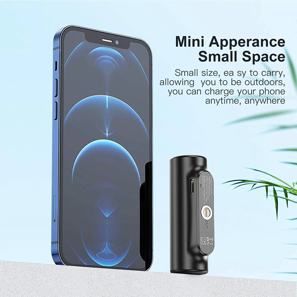 3 in 1 Magnetic 3000mAh Mini External Battery Pack Portable Charger with 3 Plugs (Black) B2944