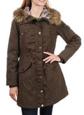Women's Faux Fur Hooded Parka Jacket - Dark Olive (large) R2740