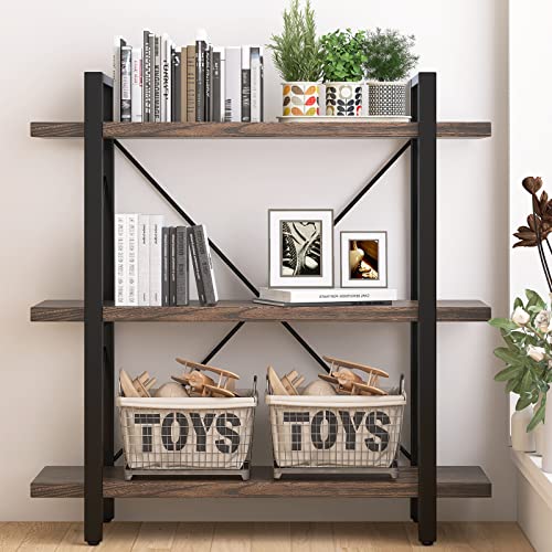 5-Tier Retro Brown Real Wood Bookshelf T97298