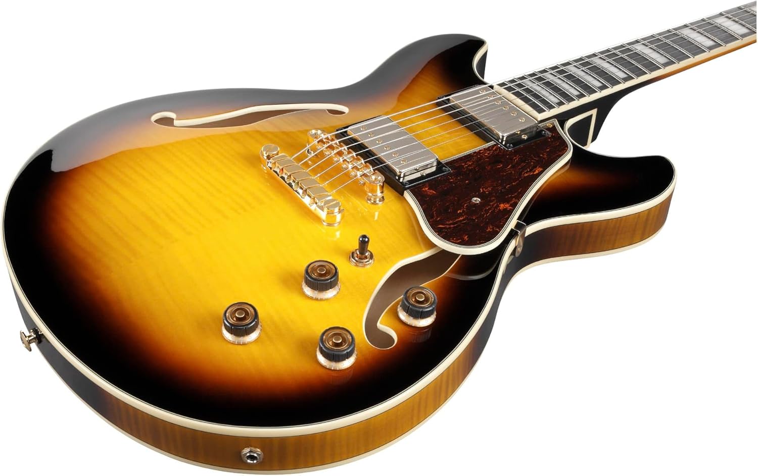 Antique Yellow Sunburst Semi-Hollow Electric Guitar X94238