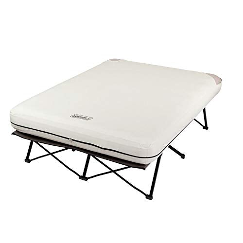 Queen-Size Airbed Cot Combination with Steel Frame & Side Table, Battery Pump Included S9567