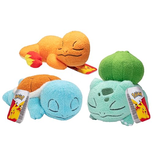 5" Sleeping Squirtle, Charmander & Bulbasaur Plush 3-Pack D301