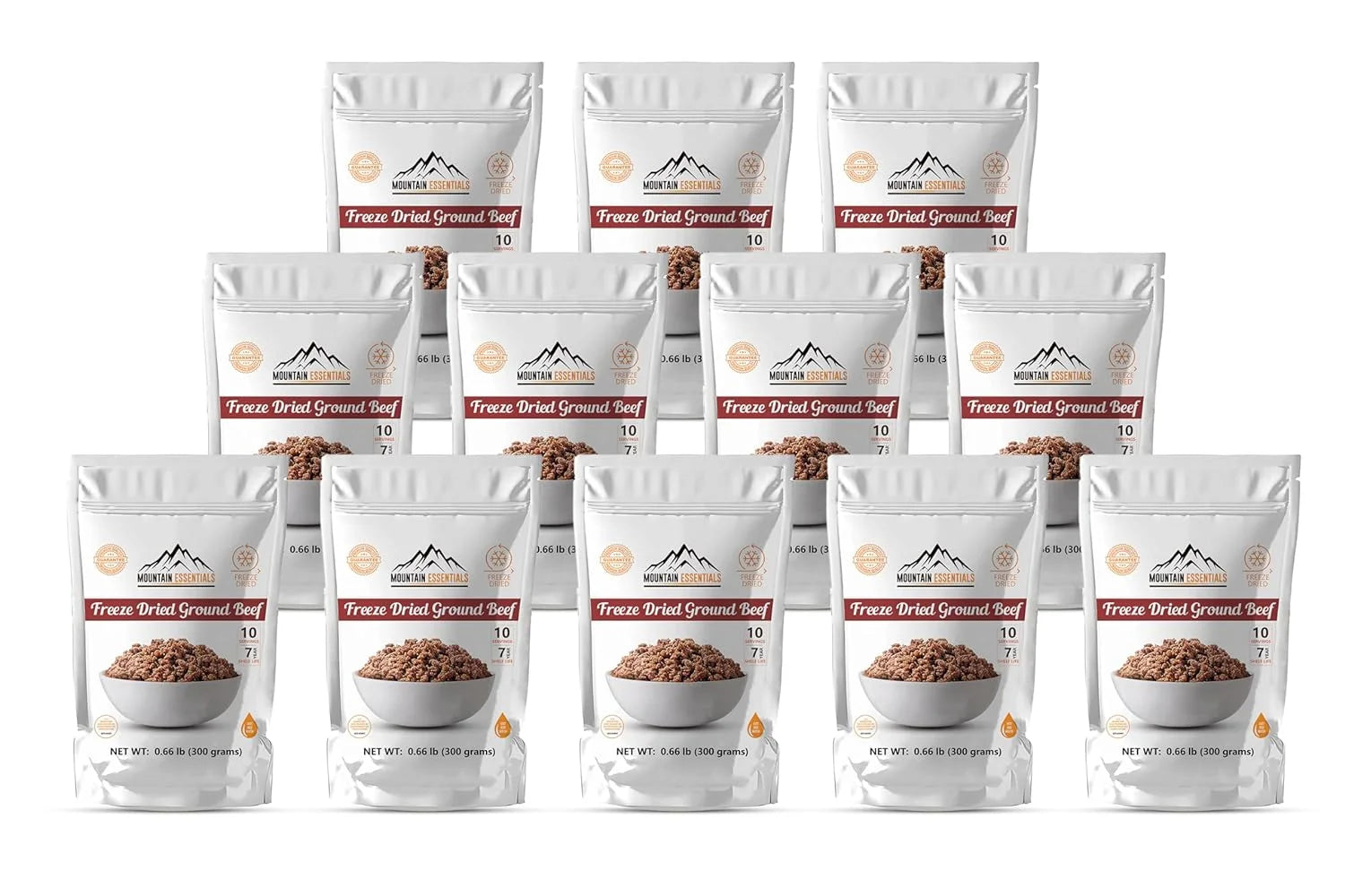 Freeze Dried Ground Beef Fully Cooked, Pack of 12, 10 serving O538718