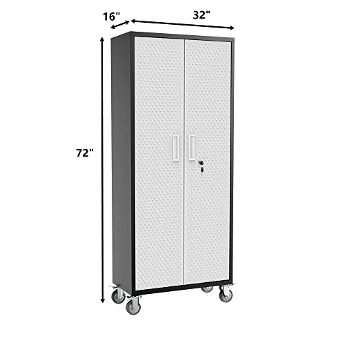 Tall Metal Garage Storage Cabinet with Wheels V268627