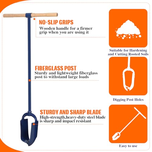 6"x 46" Adjustable Industrial Hand Auger Post Hole Digger with Non-Slip Hardwood T Handle N79897