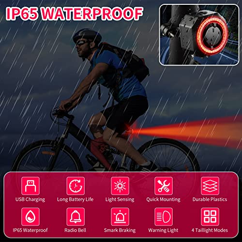 Bicycle Horn Bike Alarm Smart Bike Tail Light Rear Bike Light Waterproof Rechargeable Antitheft Alarm C7909